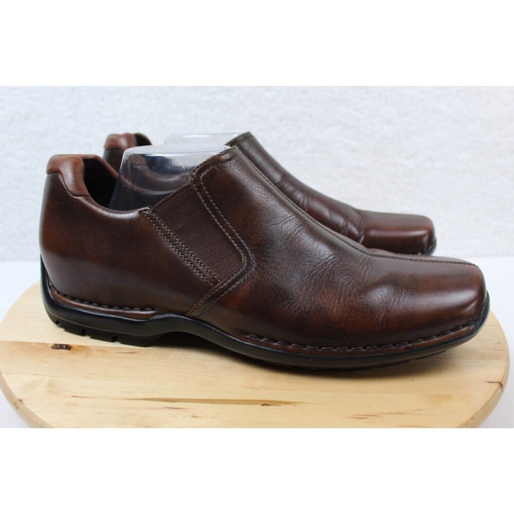Cole Haan Slip On Shoe Men Size 11.5 Leather Brown Loafer Zeno Split Toe Comfort